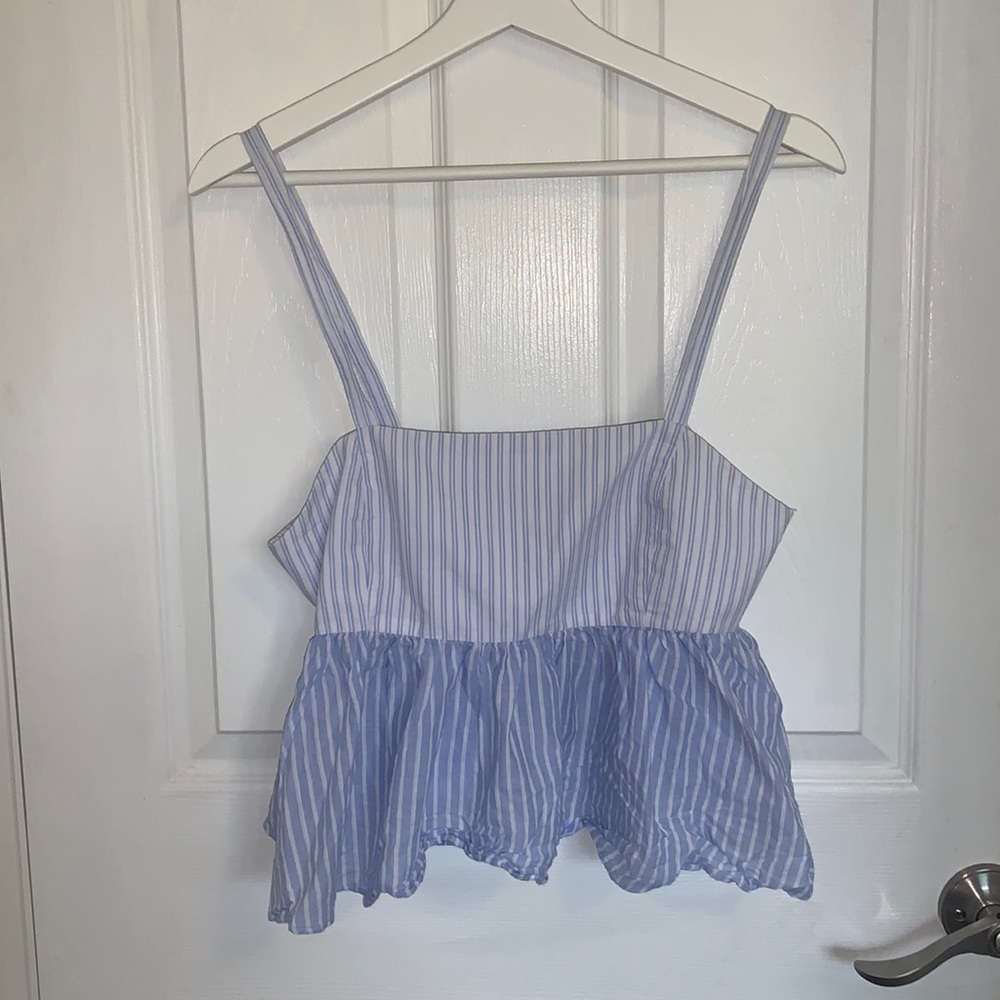Zara Blue and White Striped Tank Too